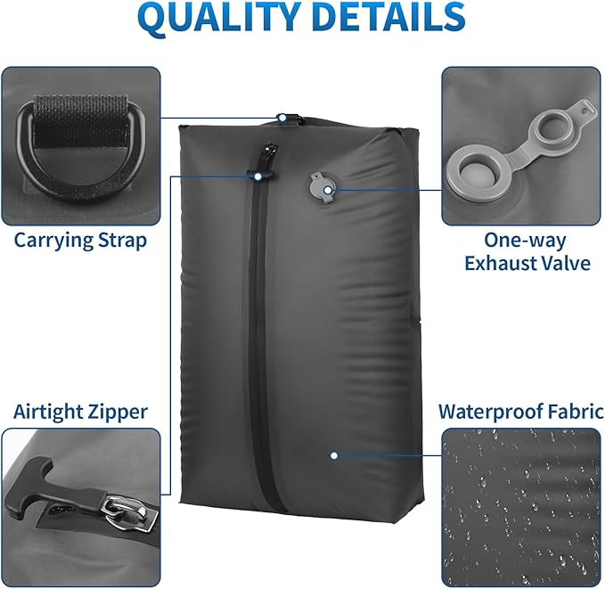 Vacuum Bags for Travel,Vacuum Bags for Travel with Wireless Vacuum Pump,IP67 Reusable Vacuum Compression Bags for Suitcases(1PC+Pump)