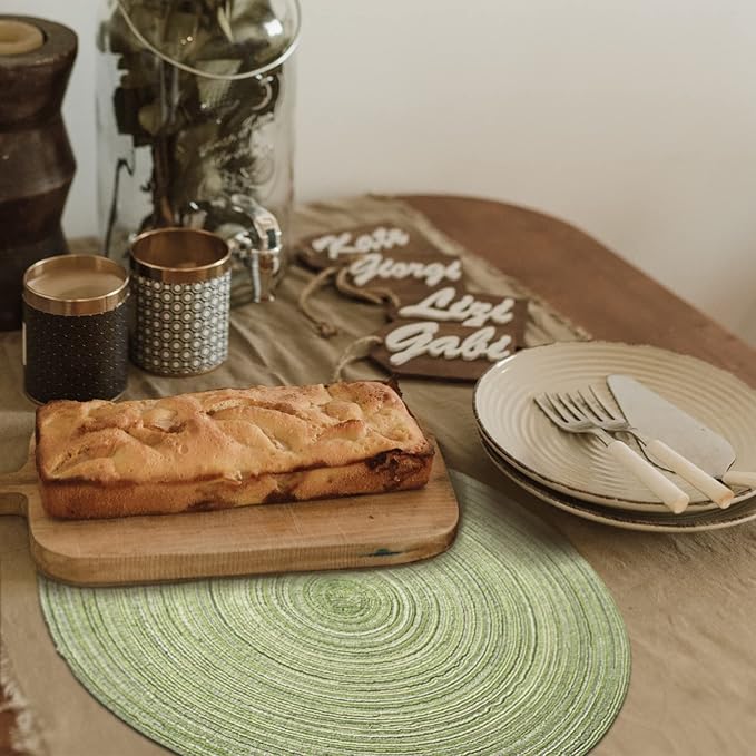 FunWheat Round Braided Placemats Set of 4 Place mats for Dining Tables Woven Heat Resistant Table Mats 15 inch (E Light Green, 4pcs)
