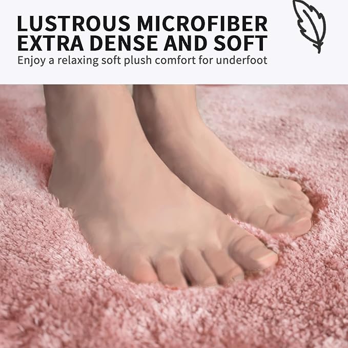 FIFU Bathroom Runner Rug 24" W x 48" L, Bath Mats for Bathroom, Bedroom & Kitchen, Non-Slip Rubber Latex Backing, Comfort & Soft Shower Bathmat & Carpet for Sink, Home & Hallways, Pink