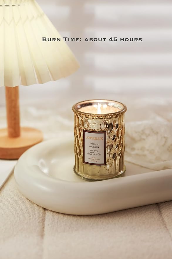 Scented Aromatherapy Luxury Candle - Natural Soy Coconut Wax with Plant Essential Oils, 6.8oz for Home Decor, Relaxation, and Spa Gifts with 45 Hour Burn Time 2 Pack (Vanilla Bourbon+Jasmine)