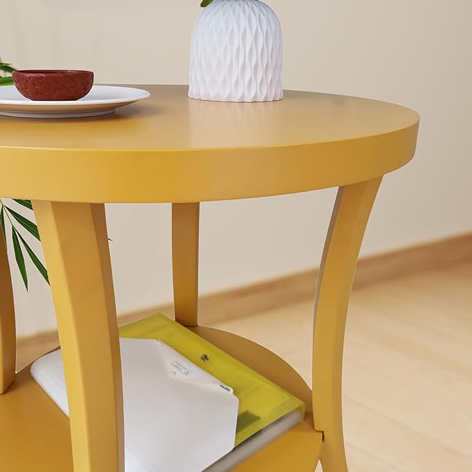 Roundhill Furniture Perth Contemporary Round End Table with Shelf