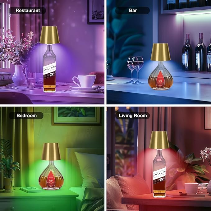 2025 New Wireless Bottle Lamp,RGB LED Bottle Light with Remote(RGB Gold Plating, 1pc)