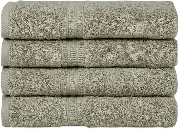HOMELOVER 100% Organic Cotton Hand Towel Set, 4 Hand Towels, 500 GSM, Hotel Quality, Soft and Very Absorbent, Quick-Drying, GOTS-Certified, Space Gray