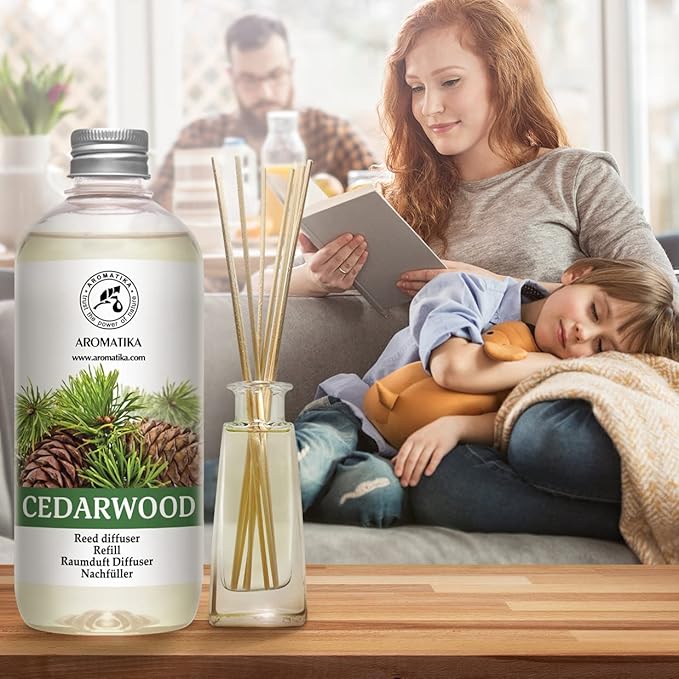 Reed Diffuser Refill Cedarwood 17 Fl Oz (500ml) - Scented Diffuser with Natural Cedarwood Oil - Room Diffuser Refill - Room Freshener - Scented Diffusers - Home Fragrance