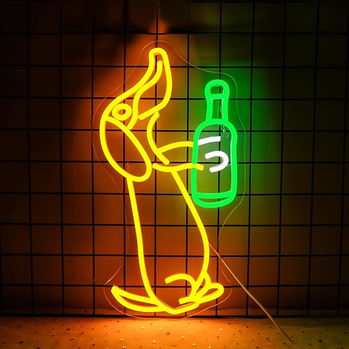 NOSUN Dog Beer Neon Sign for Wall Decor - Animal Bar Light, Yellow Neon Light, Perfect for Cave, Home Bar, or Birthday Party