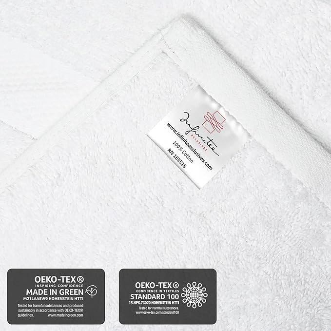 Infinitee Xclusives Luxury 100% Ring-Spun Cotton Hand Towels for Bathroom Set of 6 (16x28 inches) - Soft, Absorbent & Quick-Drying Bath Towels for Bathroom, Gym, Spa & Hotel Use (Brilliant White)