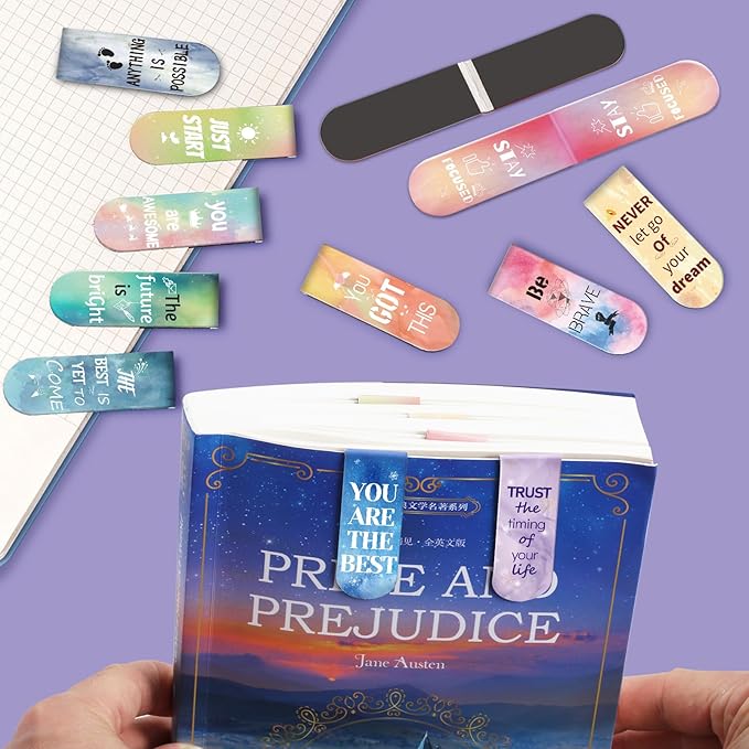 Kaluofan 30-Piece Inspirational Magnetic Bookmarks - Double-Sided, Perfect for Women, Kids, Students & Teachers