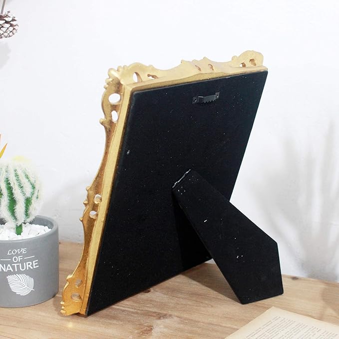 Funerom Vintage 11 x 9.5 inch Decorative Mirror, Wall Mounted & Tabletop Makeup Mirror ,Square Antique Gold