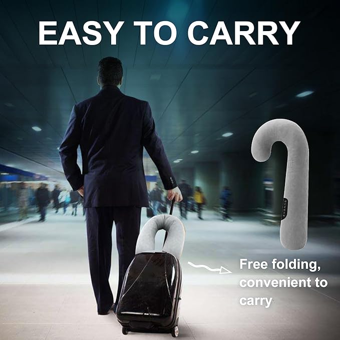 Travel Neck Body Pillow for Car Sleeping, Travel Gifts J Pillow Road Trip Essentials for Adults Kids, Neck&Spine Support Pillows Black