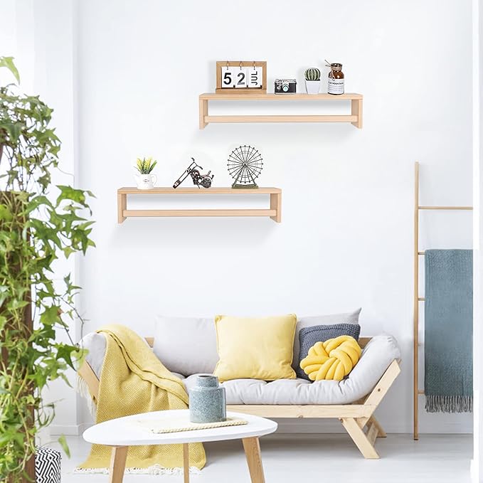Gneric Floating Shelves for Wall, 23.6 inch Burlywood Nursery Book Shelves, Wall Shelves for Living Room Bedroom Decor,Kitchen Spice Rack,Bathroom Storage Rack(2 Pack)