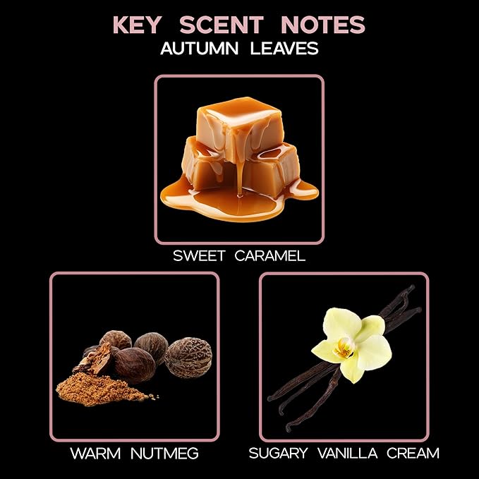 LOVSPA Autumn Leaves Spiced Caramel Vanilla Scented Reed Diffuser Room Fragrance - Sweet Caramel, Warm Nutmeg, Cinnamon & Vanilla Cream - Decorated with Real Fall Leaves! Great Kitchen Scent