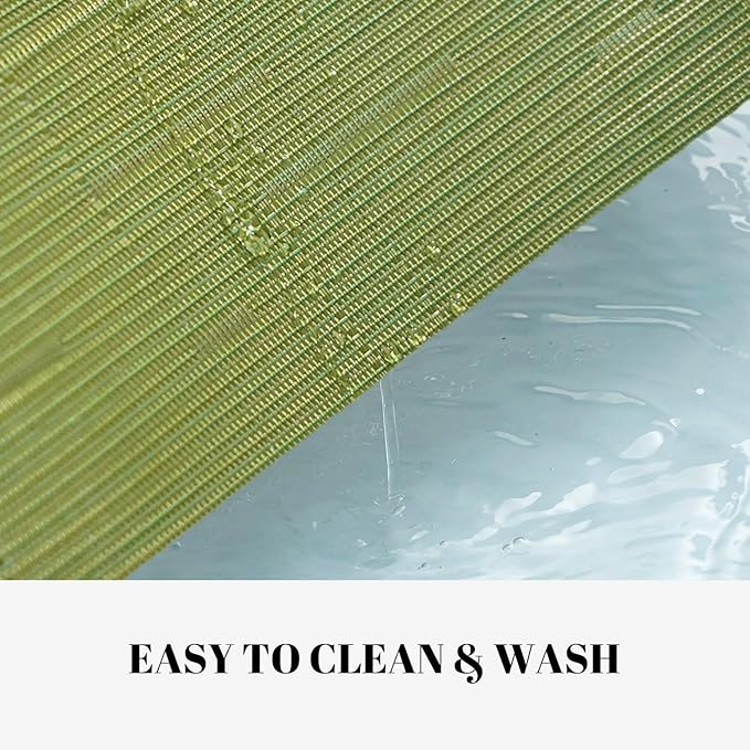 Placemats Set of 6 Vinyl/Plastic Woven Place Mats for Kitchen Table Indoor/Outdoor Washable Placemat Wipeable Dining Table Mats (Oliver Green,6)
