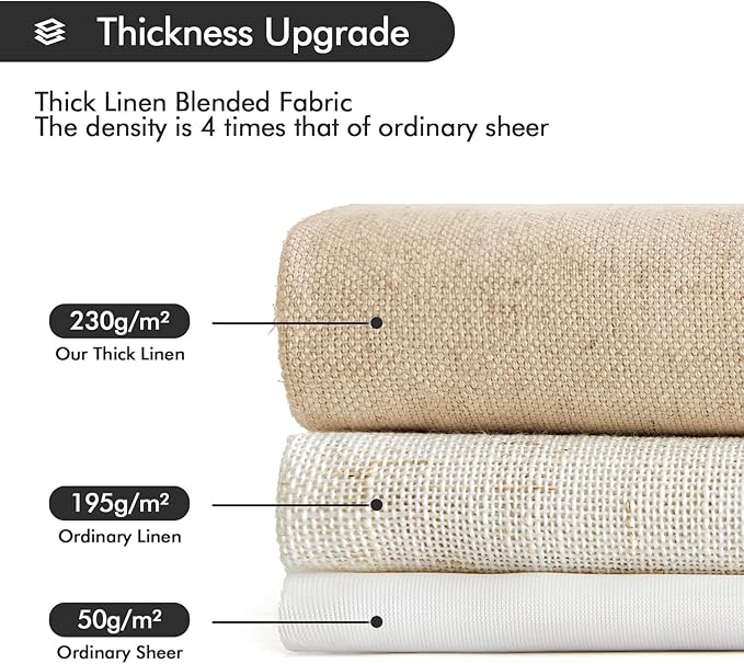 MIULEE Non-See-Through Privacy Linen Curtains 2 Panels, Light Filtering Window Curtains Farnhouse Textured Back Tab Semi Sheer Drapes for Bedroom Living Room, 52 x 72 Inches Long, Light Brown
