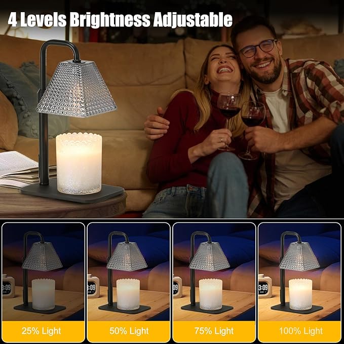 Candle Warmer Lamp with Timer & Dimmer - Electric Candle Wax Melt Warmer with Adjustable Height for Scented Candle Wax, Homer Décor and House Warming Birthday Gifts for Women Mom