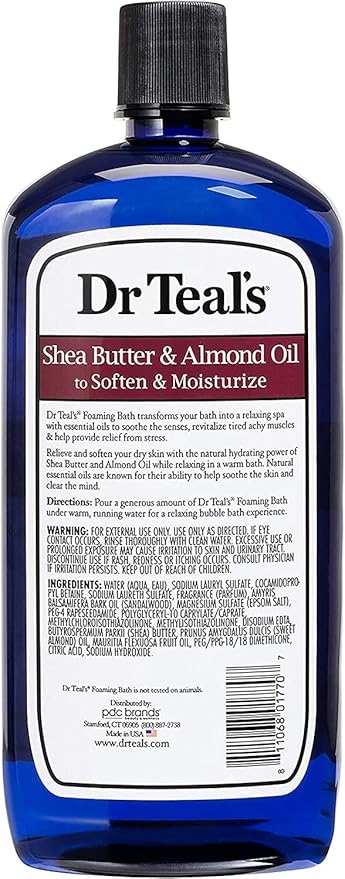 Dr Teal's Foaming Bath Combo Pack (68 fl oz Total), Moisturizing Shea Butter & Almond Oil, and Glow & Radiance with Vitamin C and Citrus Essential Oils