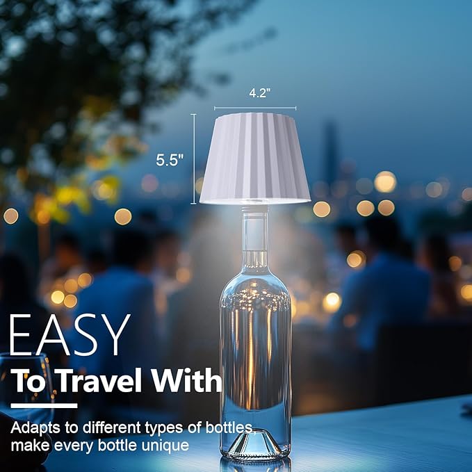 Wine Bottle Lamp, 2025 New 3 Color Rechargeable Wireless Bottle Lamp for Liquor Bottles with Touch Dimming for Parties, Restaurants & Home Decor (White)