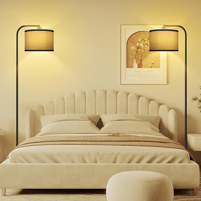 BoostArea Dimmable Floor Lamp for Living Room,Arc Sofa Lamps with Remote,Stepless Dimmable & Colors Temperature 2700k-6500k,67 in,Tall Flexible Head Standing Lamp for Bedroom Study Room Office,Jute
