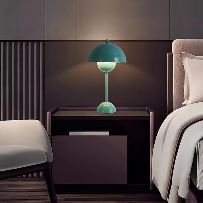 COSYLUX Modern Small Table Lamp for Bedroom, Cute Dome Shade Reflecting Light Reading Lamp for Living Room, Kid's Room, Study, Office, Beside Bedside Nightstand Desk Lamp(Light Green)