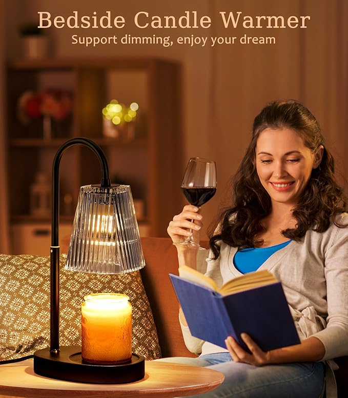 Glass Lamps Candle Warming Candle Warmer Lamp with Timer Electric No Flame Scented Candles Wax Warmers for Jar Candles Burner Adjustable Height Dimmable Light Modern