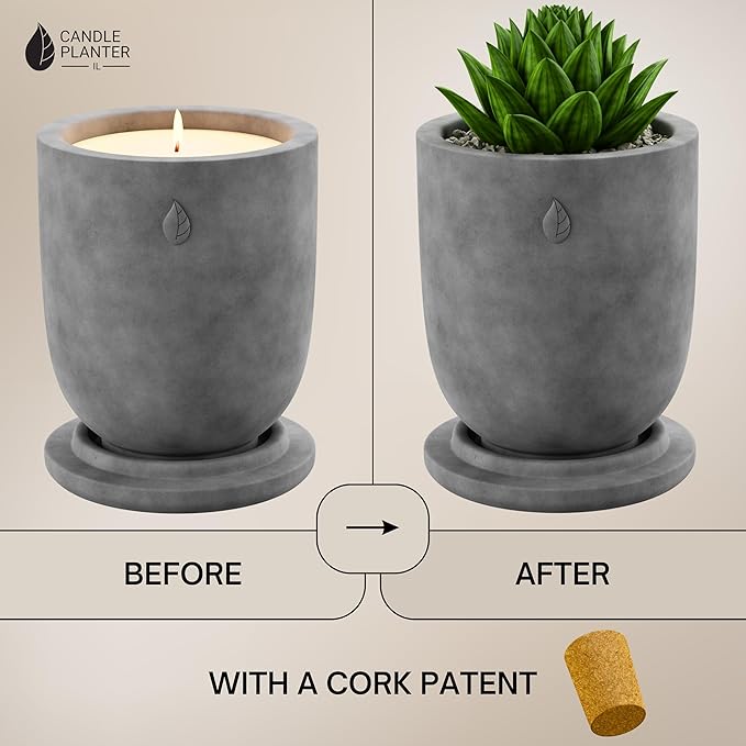 Matani Concrete Cement Candle Planter - Aromatherapy Candles for Home Scented, Soy Candles - Scented Candle & Dual Purpose Jar Candles, Strong Scented Candles - Parent (White Vanilla)