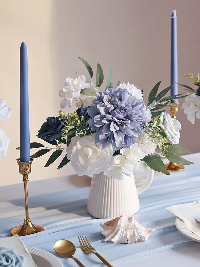 MISSPIN Artificial Flowers DIY Box Set Fake Roses Bouquet Bridal Wedding Flowers Colorful Centerpiece Table Decorations Boho Faux Floral with Stems Arrangements for Cake Home Party Indoor Outdoor