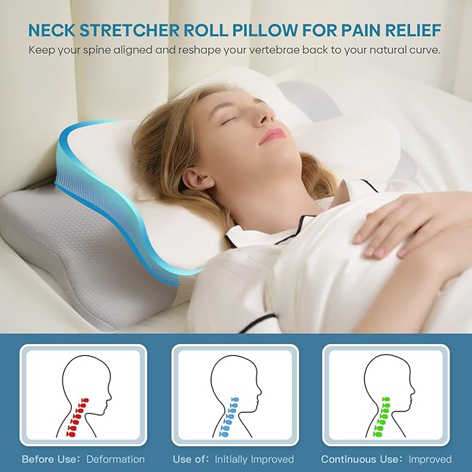 Cervical Pillow for Neck & Shoulder Pain Relief Sleeping - Ergonomic Contour Pillows - Memory Foam Pillow for Side, Back & Stomach Sleepers