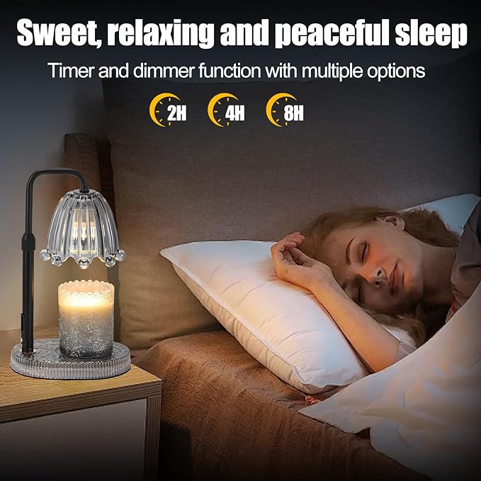 Candle Warmer Lamp with Timer - Electric Candle Wax Melt Warmer with Adjustable Height and Dimmer for Scented Candle Wax, Home Fragrance Décor and House Warming Birthday Gifts for Women Mom