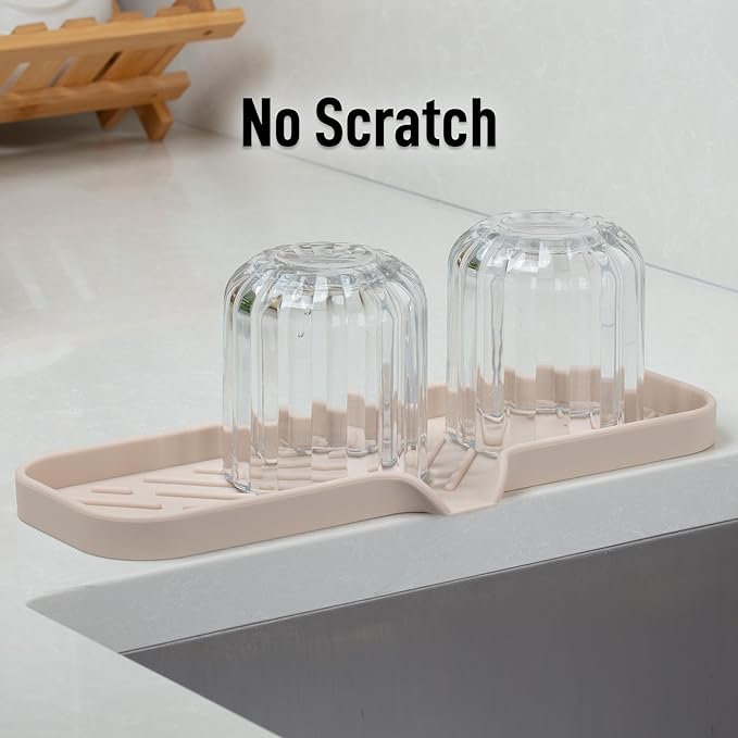 Zulay Large Silicone Sponge Holder (12x4) – Flexible Sink Organizer Tray for Kitchen & Bathroom – Multipurpose Soap Dish for Sponges, Makeup, Trinkets & More (Ivory)
