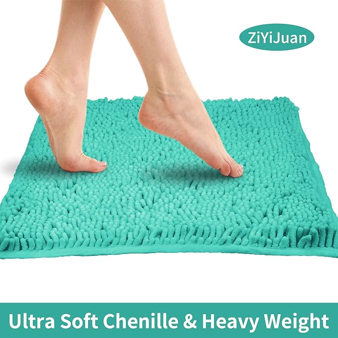 ZiYiJuan Bathroom Rugs, Super Absorbent Luxury Shaggy Chenille Bath Mats, Fruit Green 17x24_20x32