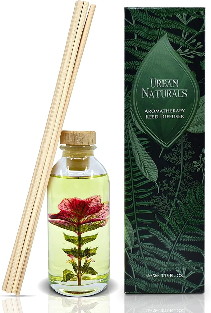 Urban Naturals Black Raspberry Vanilla Reed Diffuser Refill, 4 oz, Bundle with Black Raspberry Vanilla Reed Diffuser Set - Made with Essential Oils in The USA