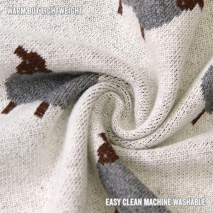 Luxury Cotton Knit Swaddle Baby Blanket - Soft Cozy Lightweight Unisex Receiving Swaddler Crib Stroller Quilt Blanket for Shower Gift Registry for Newborns Infants Toddlers (Sheep - Ivory)