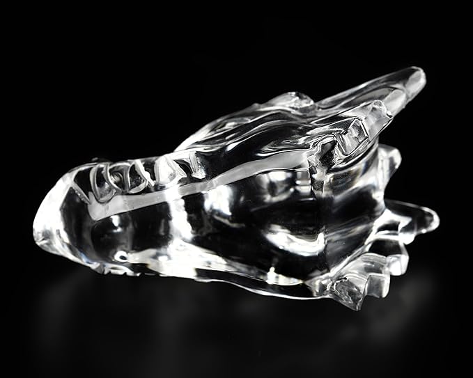 Skullis 2.0" Clear Quartz Rock Crystal Carved Crystal Dragone Head Skull, Crystal Healing.1489