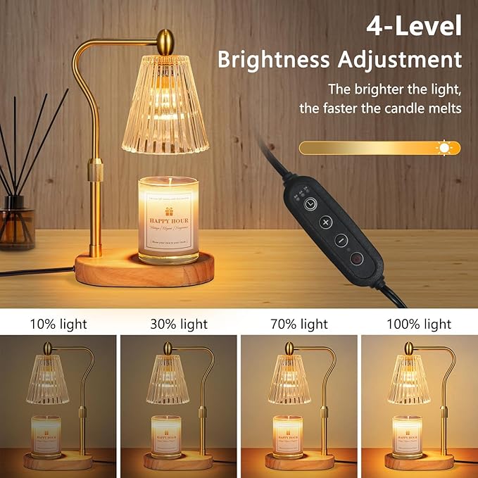 Candle Warmer Lamp, with Timer and Dimmer, Adjustable Height, Mothers Day Gifts for Mom, Birthday Gifts for Women, Wax Melt Warmer for Scented Jar Candles, Home Decor