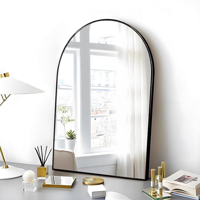 20x30 Arch Mirror Rectangle Wall Mounted Metal Frame Mirrors for Entryway Bedroom Bathroom Living Room 20 30 inch Gold Silver - Black