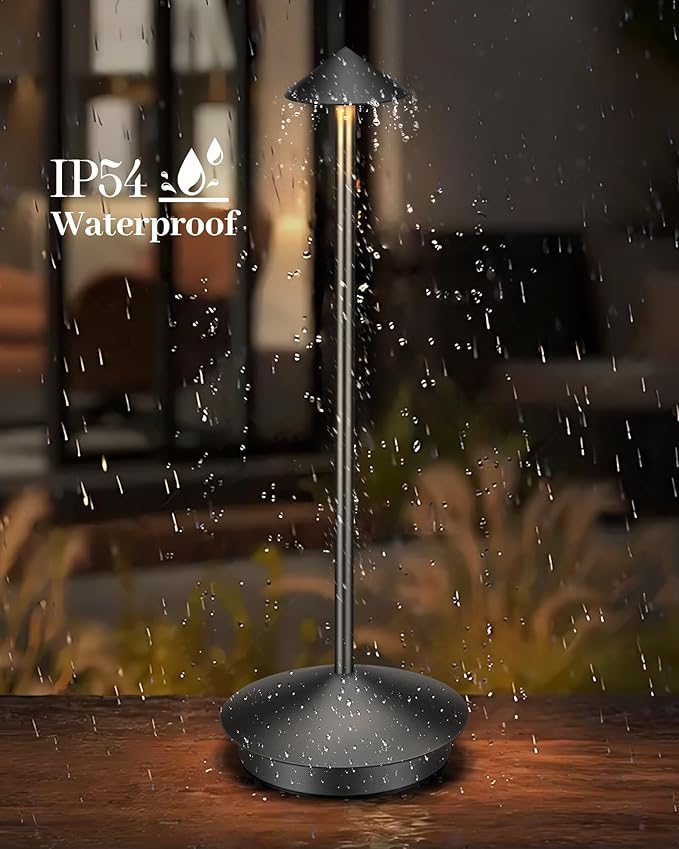 Portable Cordless Table Lamp Modern Led Desk Lamp Rechargeable, 6000mAh Battery Table Light for Dinning Patio Bedroom Camping Coffee Shop Restaurant, IP54 Waterproof, Dimmable 3 Light Color