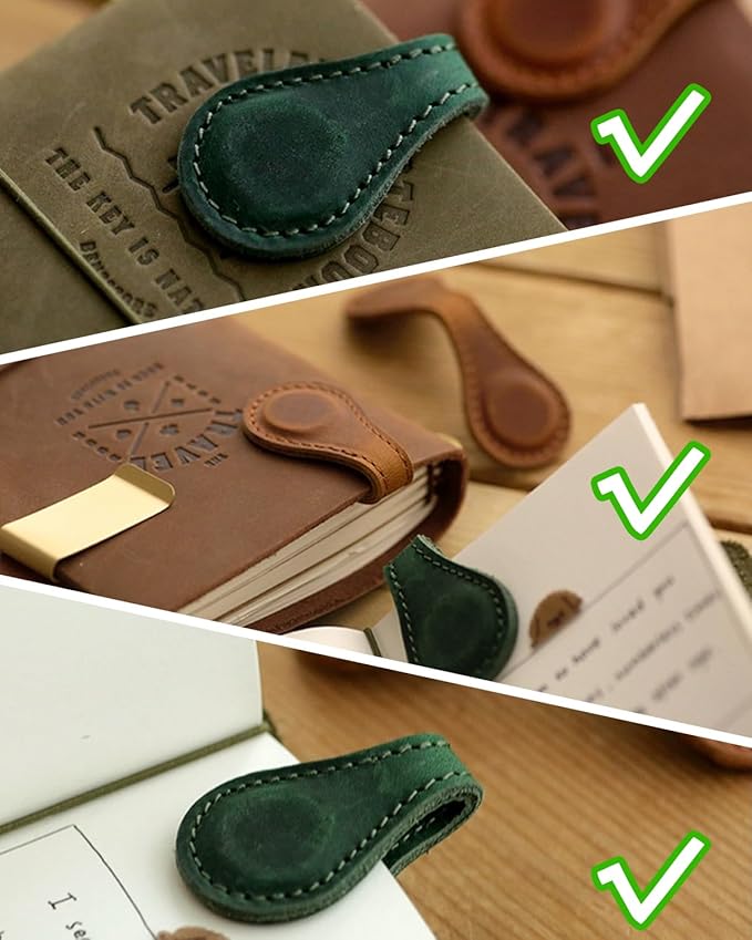 1Pcs Magnetic Leather Bookmark - Vintage Faux Double-Sided Magnetic Bookmark Page Clip for Women & Men, Book Accessories Compact Book Lover Gift for Readers, Travel & Office (Brown)