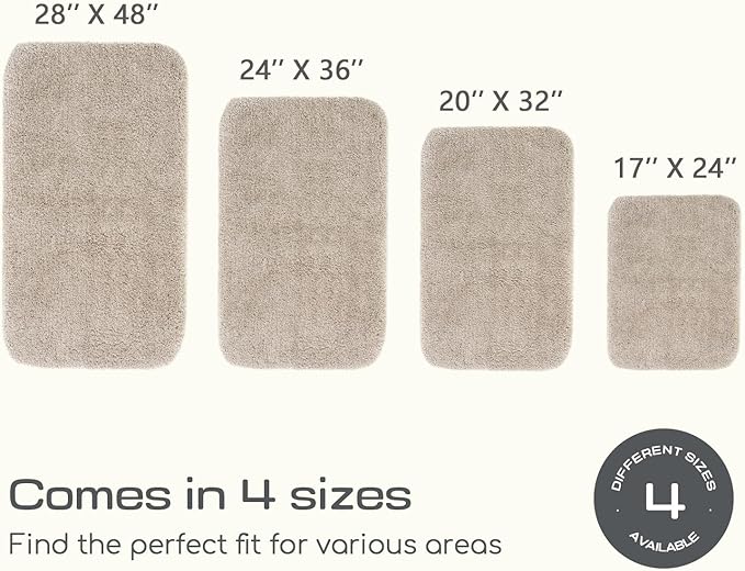 ROSMARUS Shaggy Bath Rugs for Bathroom Non Slip 24" X 36", Water Absorbent Bath Mat, Soft Shower Mat for Floor & Tub, Fluffy Plush Machine Washable, Beige