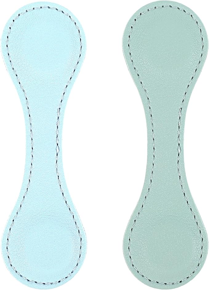 2 Pcs Leather Magnet Bookmark Retro Book Page Holder Vintage Page Marker Clip Handmade Cute Reading Accessories for Women Bookworm Book Lovers Reader Gift (Light Blue + Light Green)