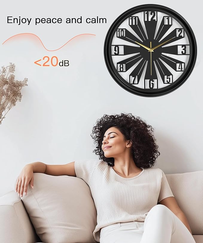 Modern Metal Wall Clock – Silent Non-Ticking, Battery Operated Clock with Hollow-Out Design, Decorative Clock for Living Room, Bedroom, or Office Wall Decor-18”