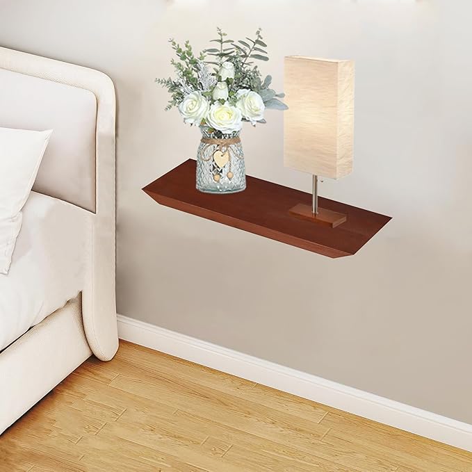 Wood Floating Shelves for Wall Set of 3, Wall Mounted Shelves for Living Room, Floating Wall Shelf for Bedroom, Bathroom, Room Decor, Brown