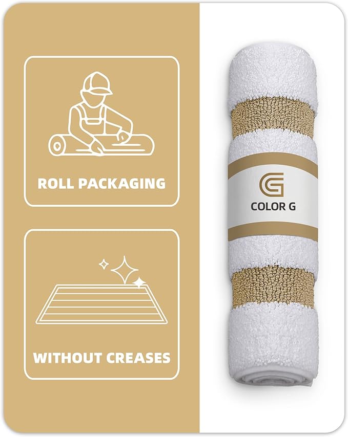 Color&Geometry Bathroom Rugs, Water Absorbent and Quick Dry Microfiber Bath Rugs-17"x30", Non-Slip, Machine Washable, Extra Soft Plush Bath Mats for Bathroom, Laundry Room, Shower and Tub