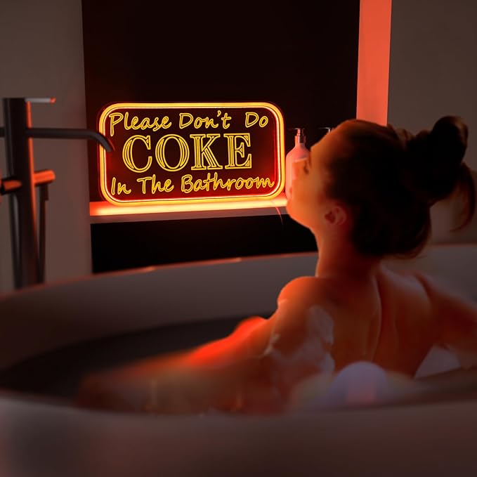 Please Don 't Do Coke in The Bathroom Neon Sign for Wall Decor, Neon Light Sign With Adjustable Brightness, Light Up Sign for Party Decor, Bathroom, Halloween Funny Neon Signs