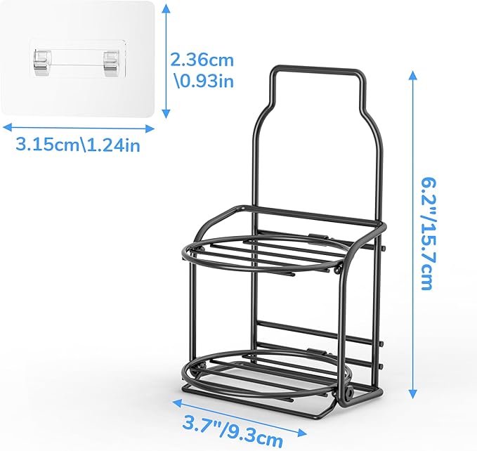 2-Tier Shower Soap Shampoo Bar Holder, Self Adhesive & Freestanding Draining Soap Dish Caddy for Bathroom Kitchen Wall Accesories, Apartment Essentials Decor