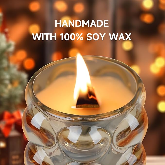 Amber Bubbles Glass Jasmine Scented Candles Gifts for Women, Scented Candles Unique Gifts for Women,Funny Cute Cool Cereal Soy Wax Candles for Home, Coffee Bar Scented for Holiday/Birthday