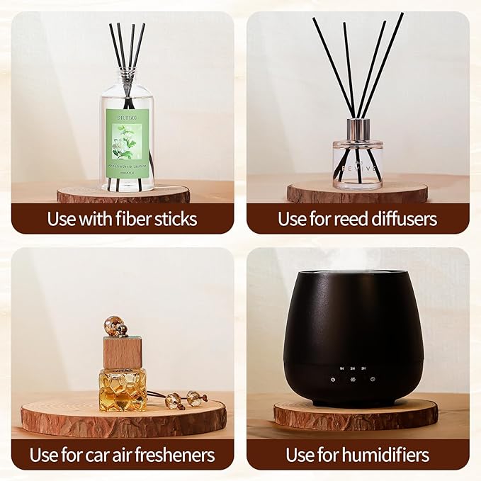 White Gardenia Jasmine Diffuser with 20 Black Fiber Sticks, 6.7 oz Diffusers for Home Essentials Bathroom,Last up to 60 Days