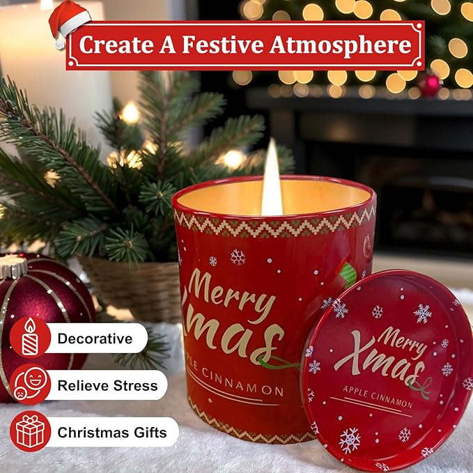 Christmas Scented Candles - ASTRAEA Winter Holiday Jar Candles for Home Scented, Up to 50 Hours Burning Time | 100% Natural Soy Wax | Ideal Christmas Aromatherapy Candles Gift
