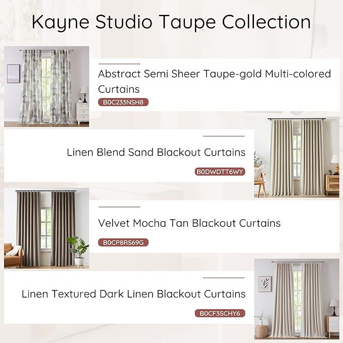 Kayne Studio Blue Tan Boho Semi Sheer Curtains for Living Room Watercolor Abstract Pattern Light Filtering Drapes, 84 Inches Long Colorful Window Panels,Backtab Rod Pocket,52W x 84L Brown,2 Panels