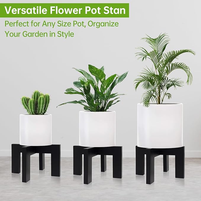 Wood Plant Stand Indoor/Outdoor for Plants, Large Size Planter Stand Holder,Sturdy and Stable Flower Pot Stand,Fits Most Size Flower Pots In Room (1 Pack-Black)
