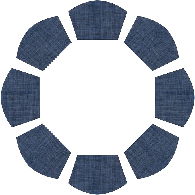 SHACOS Wedge Placemats Set of 8 Woven Vinyl Plastic Placemats for Small Round Table Place Mats Wipe Clean Non Slip Table Mats, Blue Black