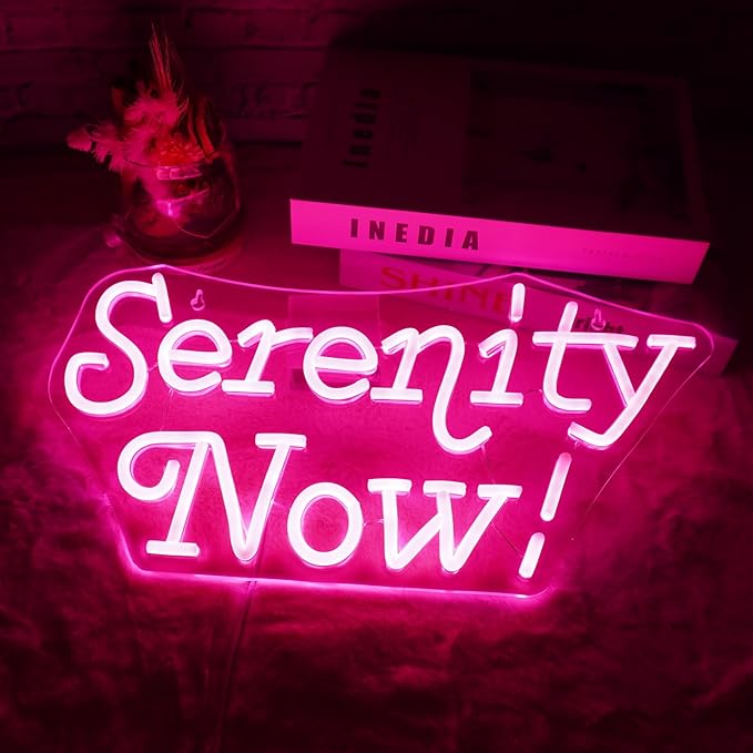 Serenity Now Neon Sign Wall Decor for Home USB led Sign Vibrant LED Wall Art Dimmable Energy Efficient for Home Office Bar Cafe Study room